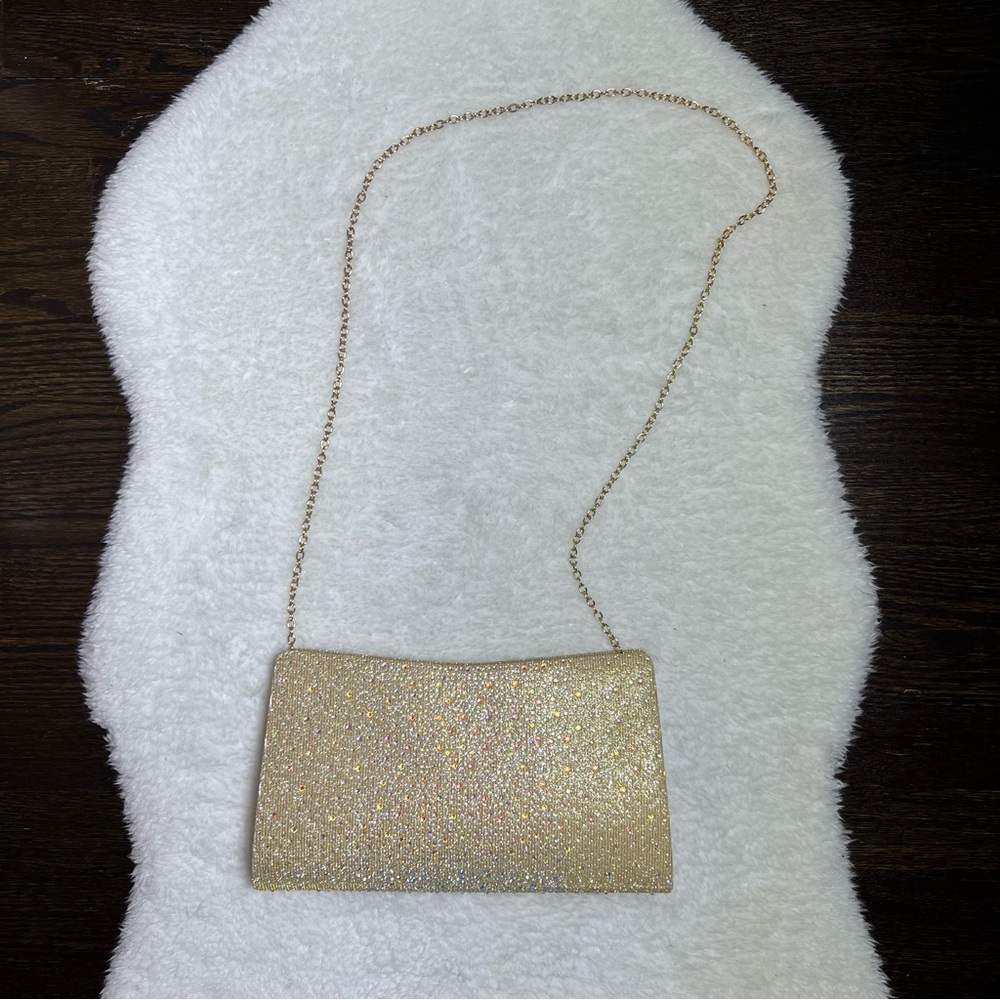 Gunne Sax by Jessica McClintock Gold Rhinestone Kacie Clutch Crossbody Bag - Picture 3 of 13